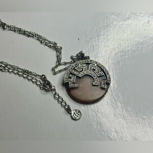Elegant Silver and Brown Pendant Necklace
